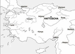 Karte Kleinasiens mit der Lage von Hattuscha